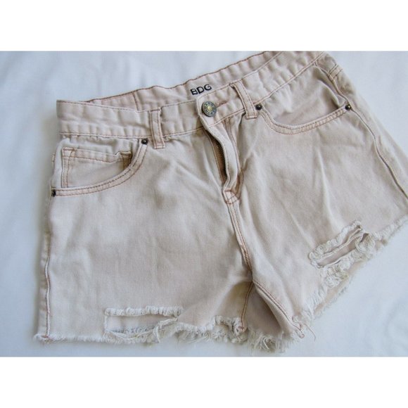 BDG Pink Distressed Freja Denim Cut Off Shorts 26 - Picture 1 of 4